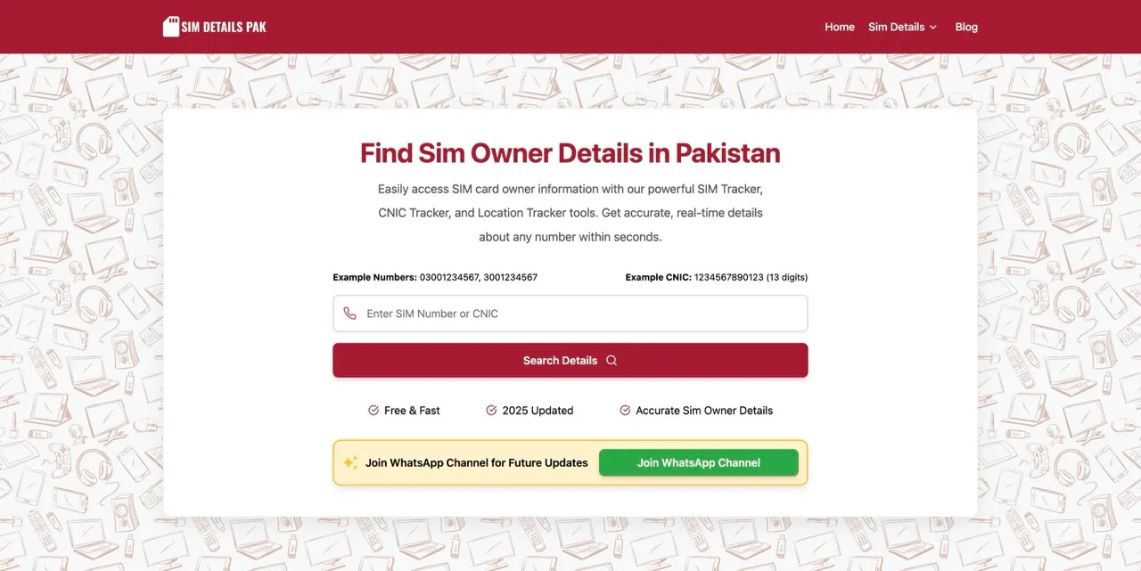 Sim Details Website